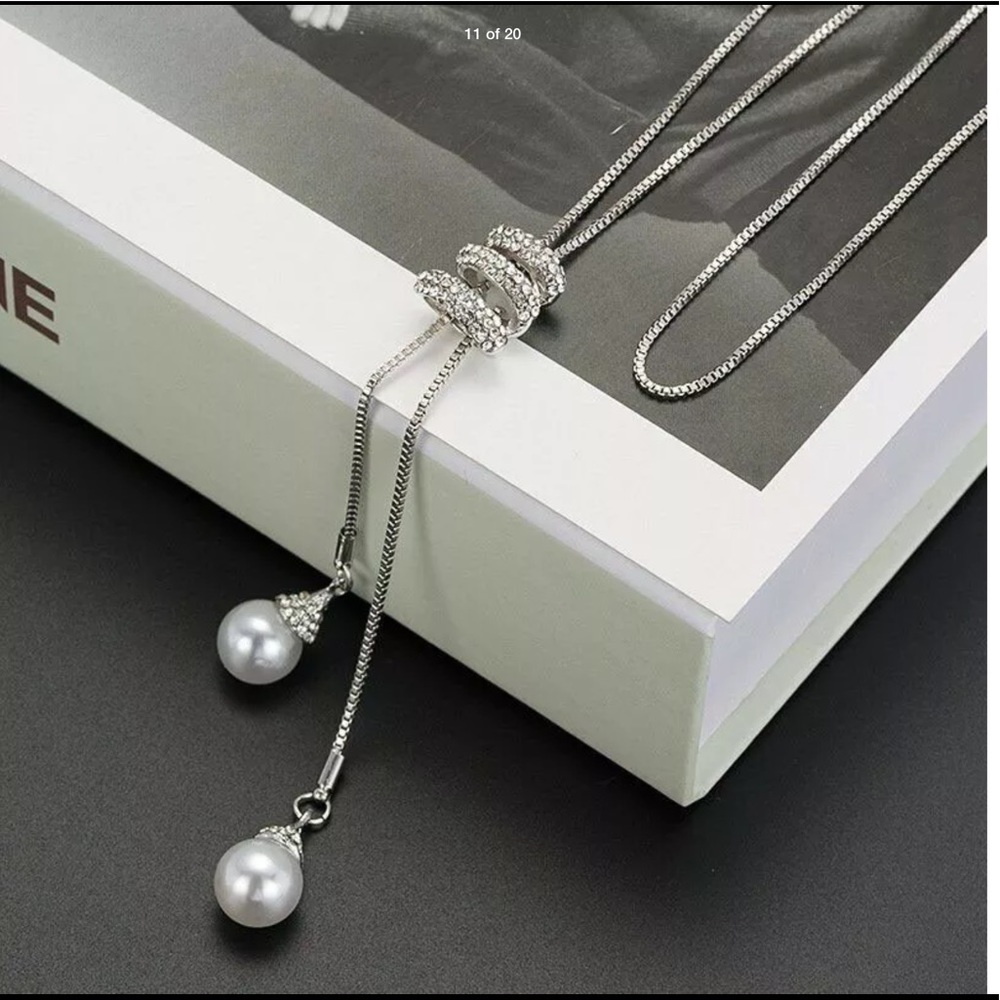 New Long Tassel Crystal Pearl Flower Sweater Chain